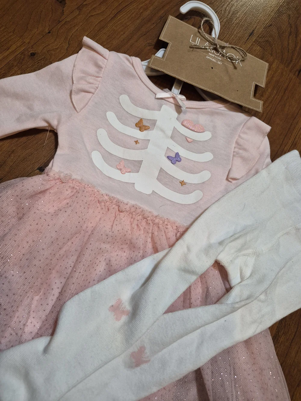 Adorable Pink Sparkle Skeleton Tutu Costume